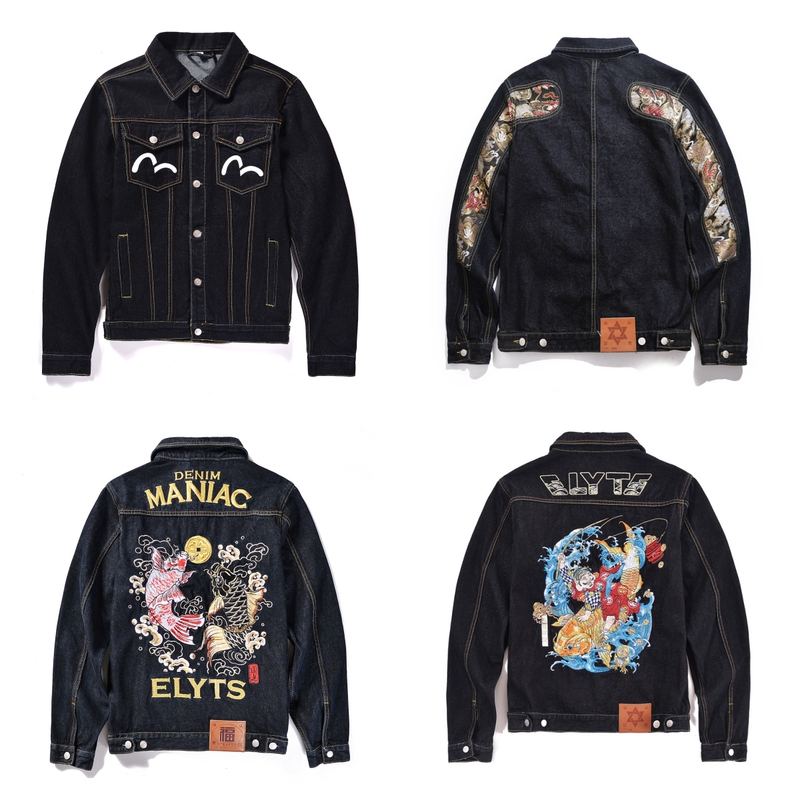 Molingfushen Spring Original Color Denim Jacket Men's Embroidered Black Jacket Outerwear Men's Top Original Trendy Brand