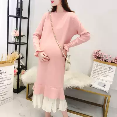 Pregnant women's tide Hot Mom personality Spring and Autumn Sweater long winter suit out fashion spring dress