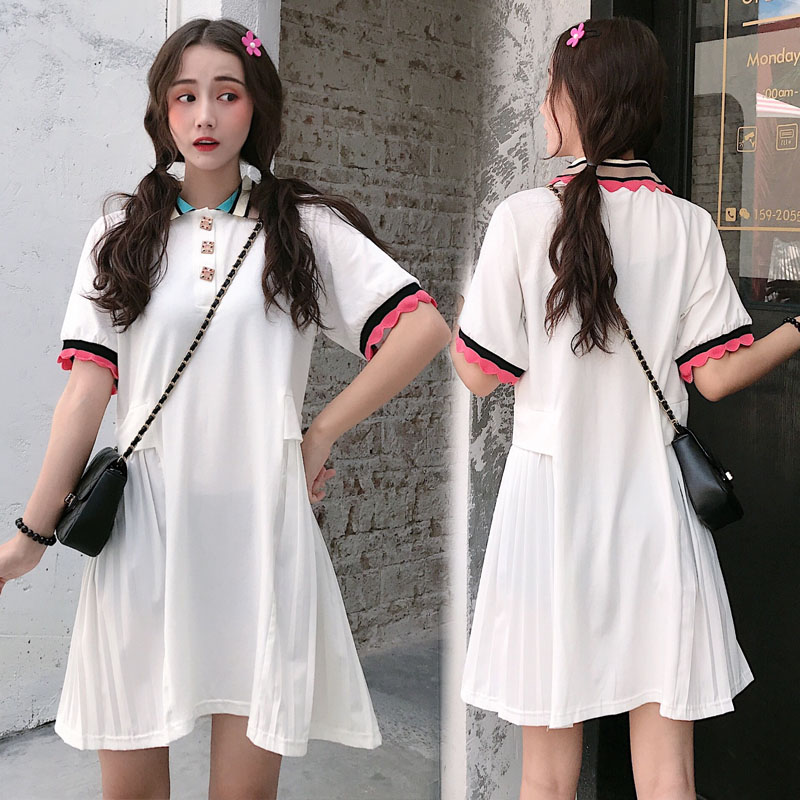 Pregnancy women's clothing spring and autumn cash in spring clothing Spicy Moms Personality Summer Clothes Pregnant Women's Summer Shirts Collar Skirts Summer Women