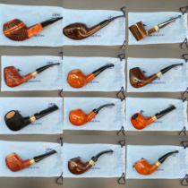 Brand new Italian duck LAnatra handmade briar pipe glossy mens flame pattern silver ring