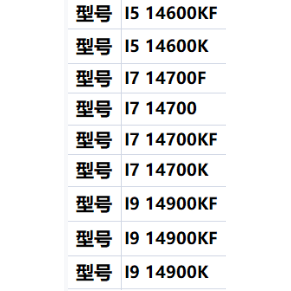 I3-14100F I5-14400F 14490F 14600KF I7-14700F 14700KF 14900KF I3-14100F I5-14400F 14490F 14600KF I7-14700F 14700KF 14900KF