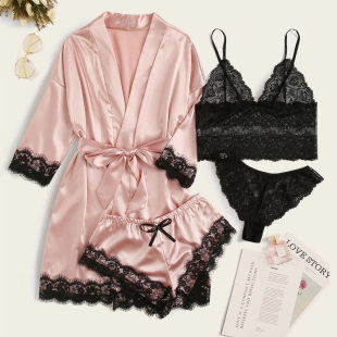 Длиннорукавное домашнее платье у قطر Sexy Four-Piece Home Wear