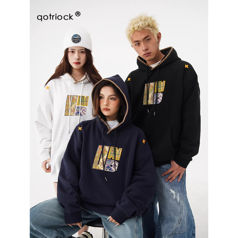 Nstnew Start Sprout Plan Retro Nomadic Ethnic Style Woven Loose Trendy Brand Long-Sleeved Hooded Sweatshirt