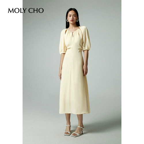 Летнее платье, корсет, элегантная длинная юбка, французский стиль, с рукавом, А-силуэт