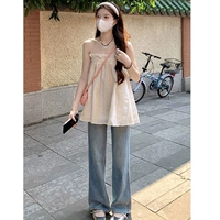 Платье-комбинация, ретро джинсы