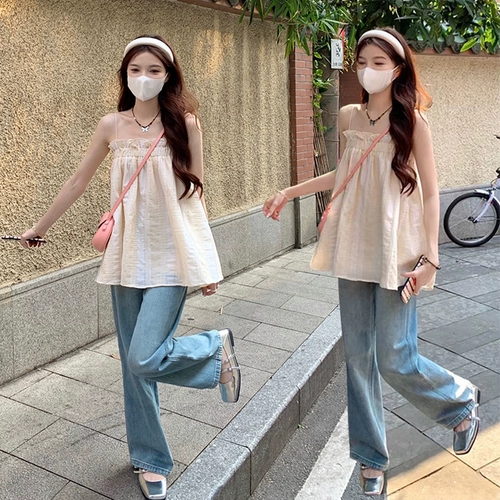 Летняя одежда для беременных, летний комплект, подходит для подростков, свободный крой, короткий рукав, эффект подтяжки