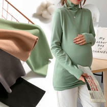 Pregnant women base shirt women warm plus velvet top long large code half high collar T-shirt thickened autumn and winter