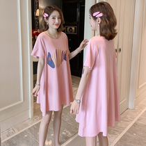 Pregnant Women summer dress 2020 Summer large size short sleeve T-shirt summer skirt summer skirt summer cover belly does not show A- line dress