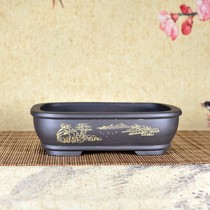 Purple sand flower pot small and medium size bonsai flower pots rectangular banyan tree Wen bamboo tabletop fake mountain ceramic calamus