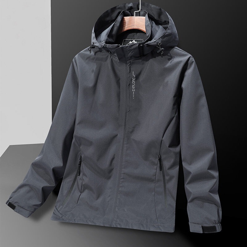 Men's Spring and Autumn Outdoor Sports Casual Trendy Workwear Jacket with Hood, Windproof, Waterproof, Quick-Drying Jacket