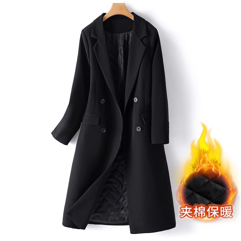 Korean Style Shoulder-Length Trench Coat for Women 2026 Autumn and Winter Casual Loose Straight Mid-Length Elegant Padded Blazer Coat