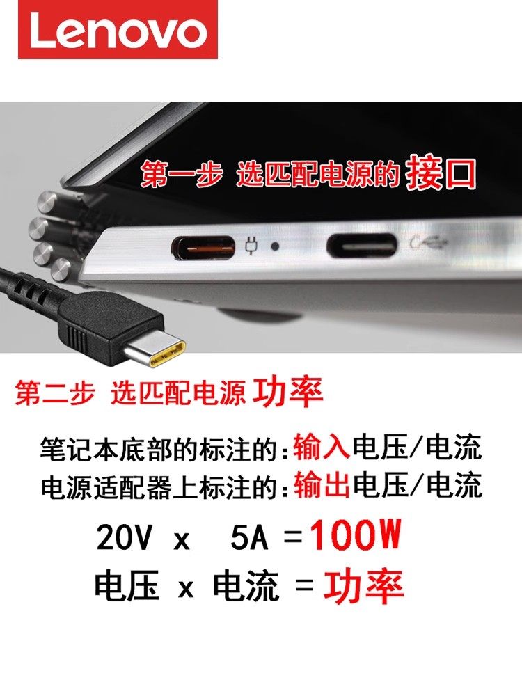 Lenovo Original Genuine Laptop Charger 100W Adapter Xiaoxin Pad/Air23/Pro16/Thinkbook13X/14/17Plus Universal Power Supply Typec Charging Cable