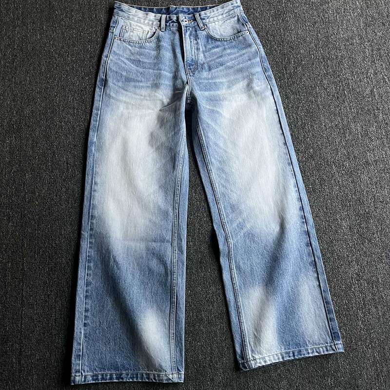Xanvas Ice Blue Cream 14.5oz Ergonomic Natural Three-Dimensional Cat Whiskers Small A-Line Jeans