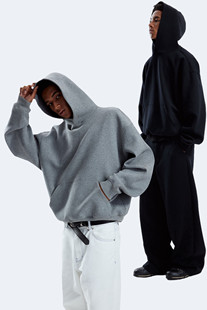 Xanvas Two-color brushed warm long-staple cotton air layer boxy solid color hooded sweatshirt hoodie cleanfit