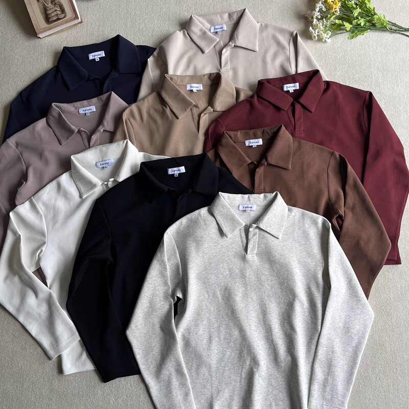 Xanvas Long-Termism Series Loka Soft Air Layer Polo Long Sleeve T-Shirt Short Wide Cleanfit Versatile