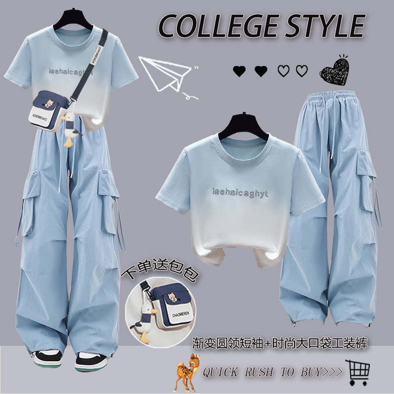 Junior High and High School Student Fashion Outfit for Girls, 2026 Summer New Style, Girly College Style Dopamine Outfit Complete Set