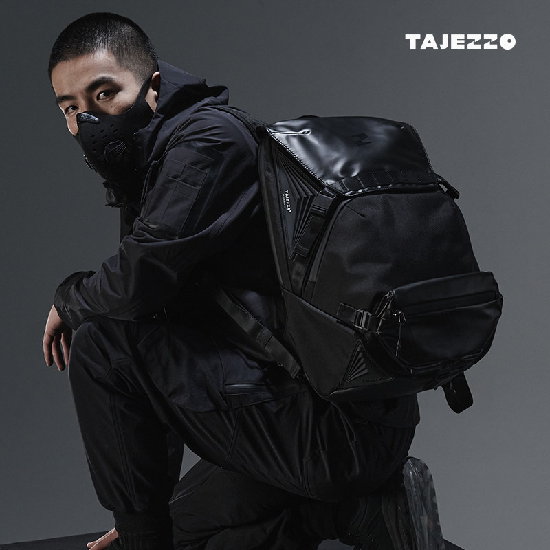 TAJEZZO Pathfinder N7 Caudura double shoulder bag portable charging wave cool backpack black men's computer bag 