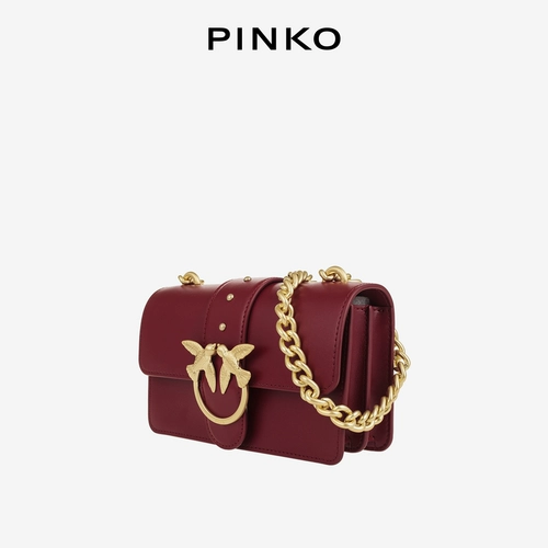 PINKO Классическая маленькая кожаная сумка на одно плечо, цепь