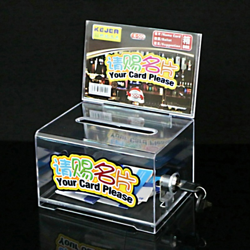 With Lock Please Gift Name Sheet Box Large Capacity Transparent Business Card Collection Box Card Desktop Acrylic Business Card Containing Box