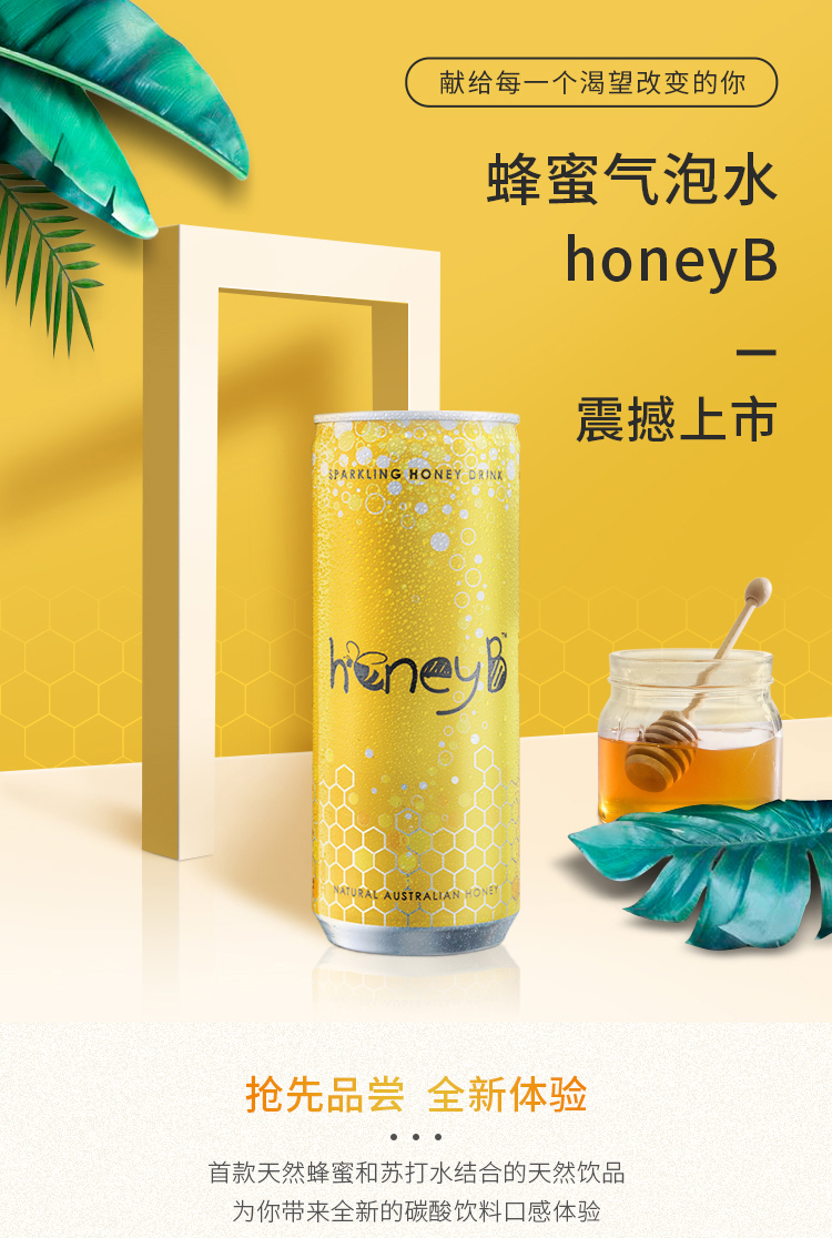 马来西亚原装进口 澳小蜜 0蔗糖0脂肪0香精0色素 蜂蜜味气泡水 250ml*6瓶 图1