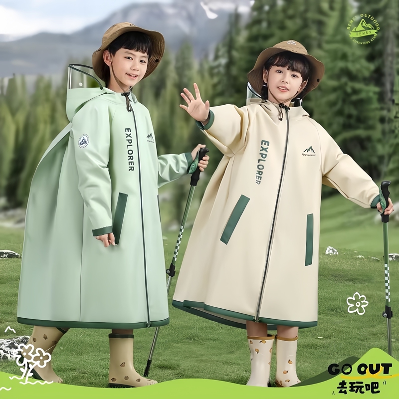 German Quality Children's Raincoat for Elementary School Students, Long Full-Body Raincoat with Backpack Space for Boys and Girls