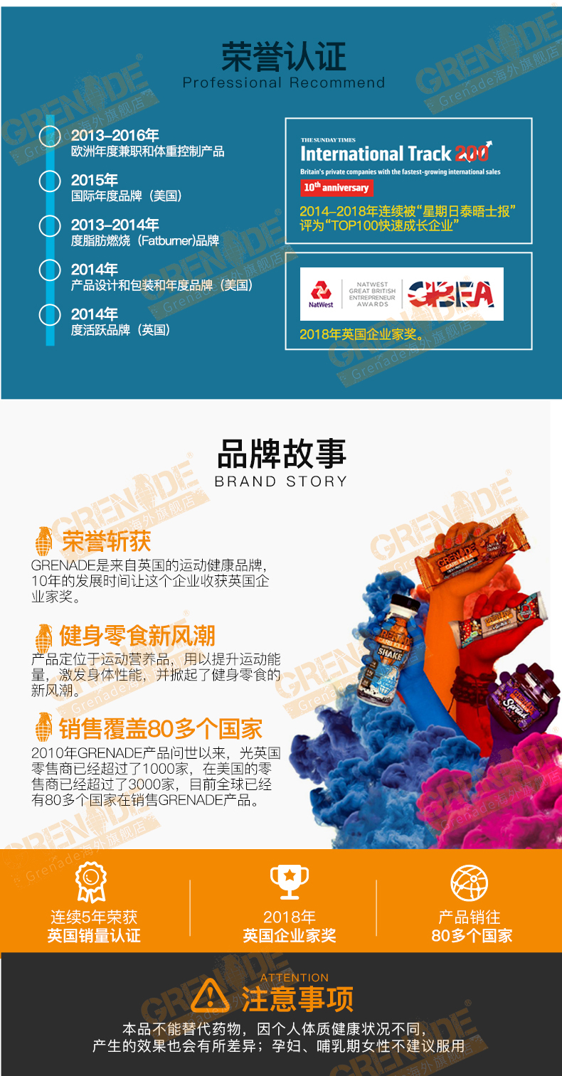 健身减脂必备 英国 Grenade 低卡巧克力蛋白酱 360g 图14