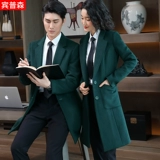 Синее элитное шерстяное пальто для работы подходит для мужчин и женщин, зимняя куртка, увеличенная толщина