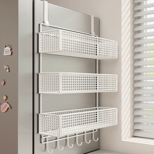 Стойка для холодильника, боковая стеллаж для хранения, кухонная многофункциональная многослойная кухонная утварь без перфорации, кухонная утварь, настенная стойка для хранения