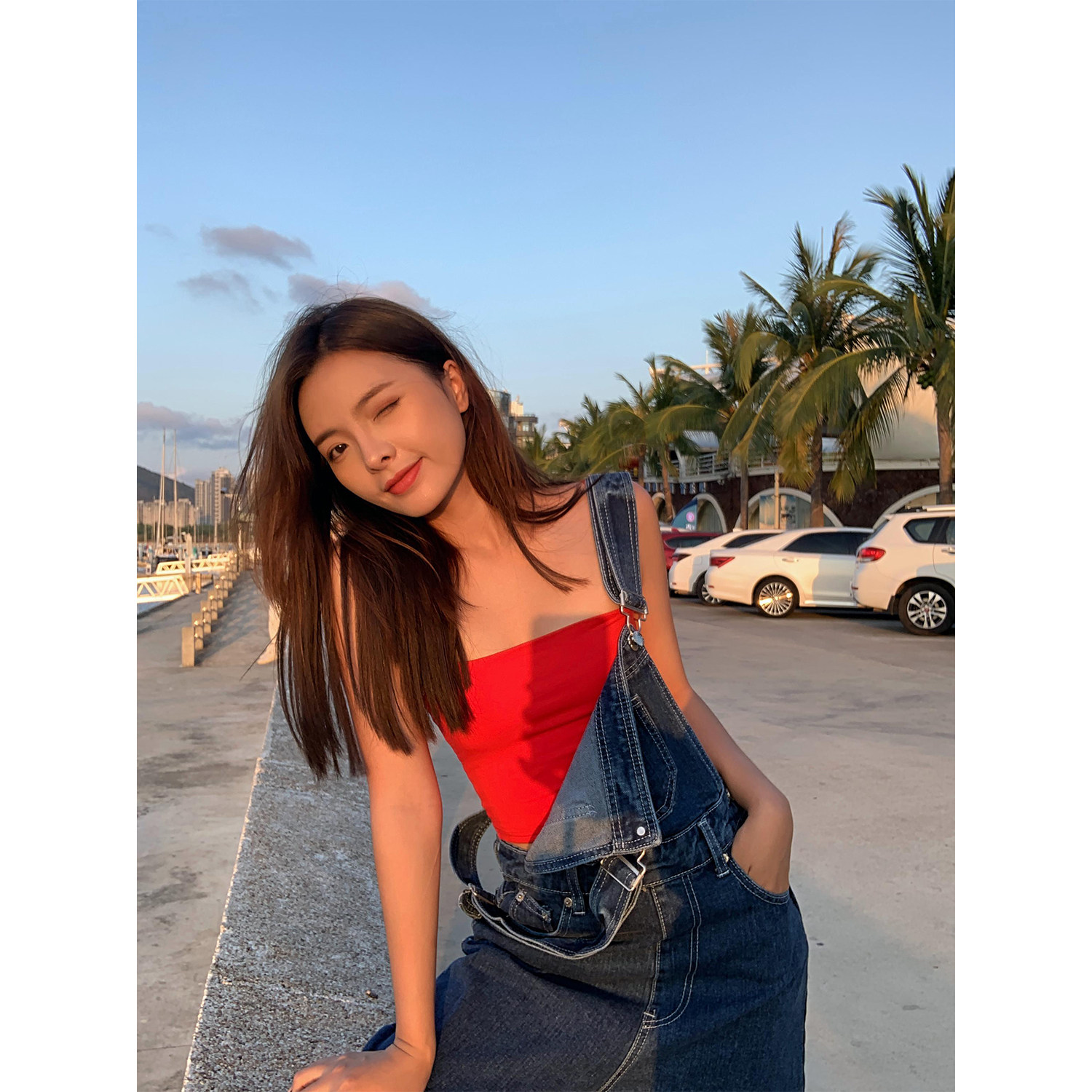 Chen Mi Fan, red vest, suspenders, women's inner, summer hot girl bottoming, small fresh design, beautiful back tube top