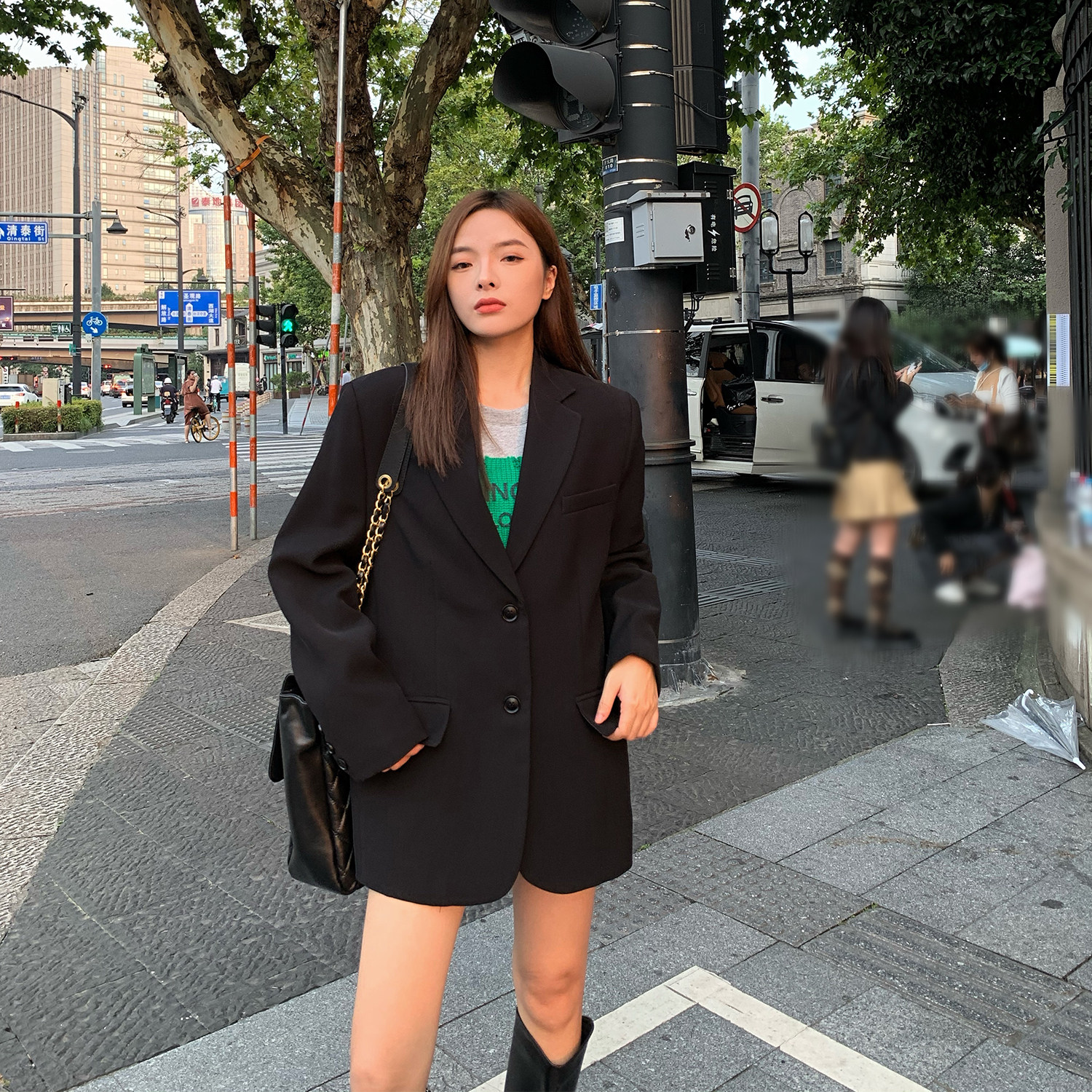 Chen Mivan Black Suit Costume Woman 2022 New Spring and Autumn Vestial Advanced Sense Loose and Small Suit Tide