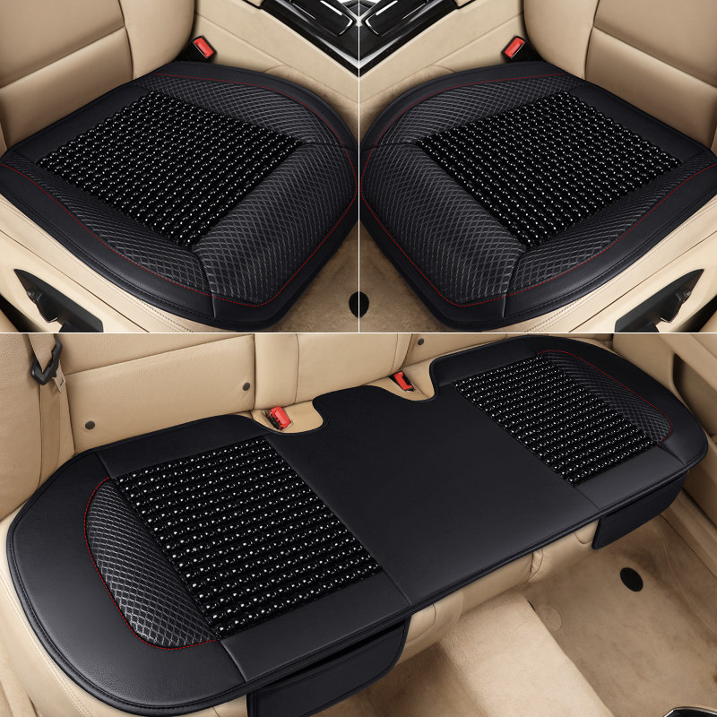 Wooden beads car seat cushion summer single-piece breathable non-slip no-tie backrest three-piece summer ventilation bamboo mat