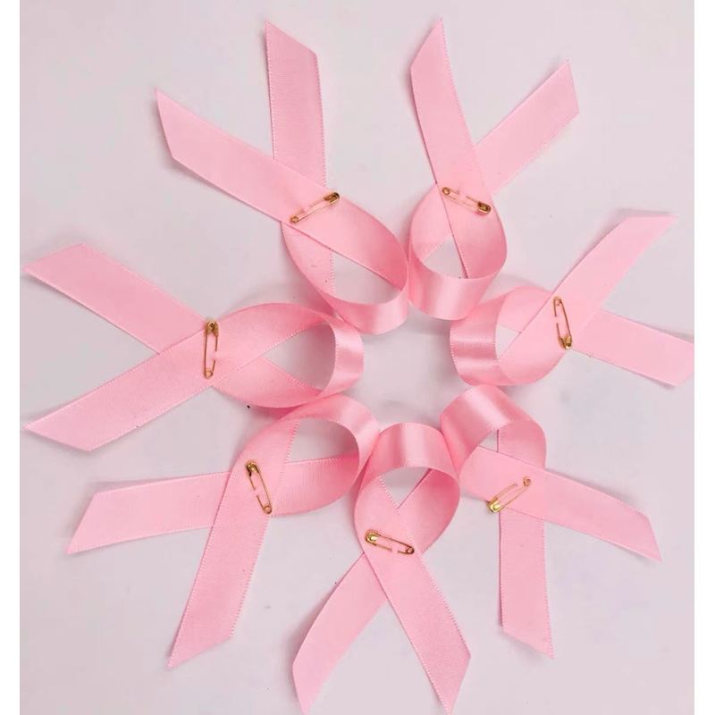 Pink Ribbon Brooch Polyester Satin Ribbon Breast Cancer Awareness Charity Pink Ribbon Silk Ribbon Wedding Gift Packaging