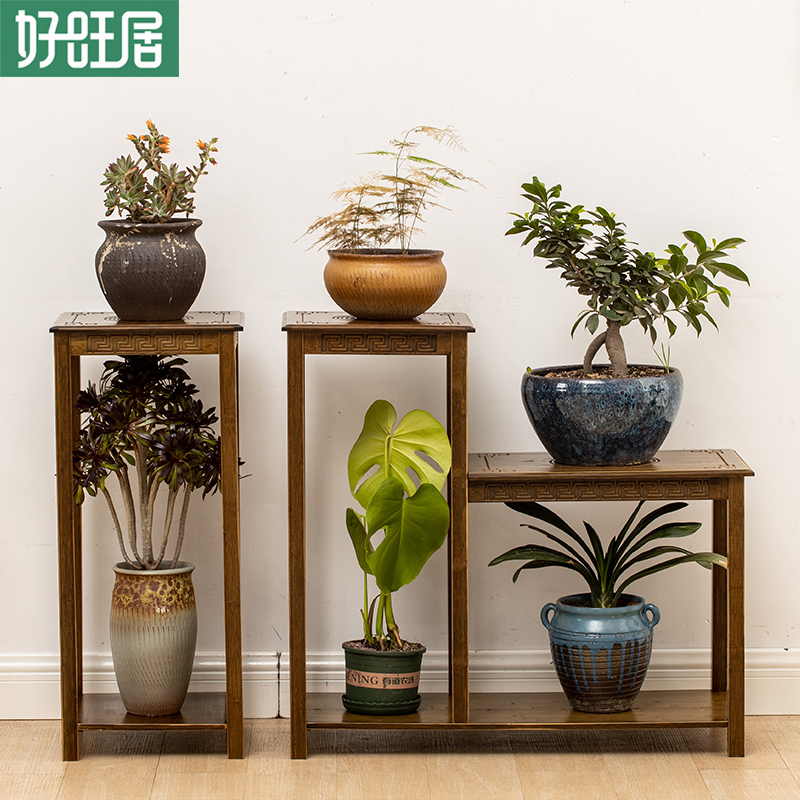 Flower shelf shelving bonsai shelf Living room floor Gold Ge hanging Orchid Several new Chinese antique indoor balcony Flower shelf