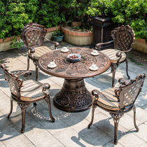 Outdoor cast aluminum tables and chairs Luxury light luxury rosewood table villa high-end clubhouse courtyard leisure tables and chairs combination