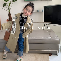 Korean style long shawl windbreaker lace-up jacket casual girls 2022 autumn new versatile long-sleeved fashionable