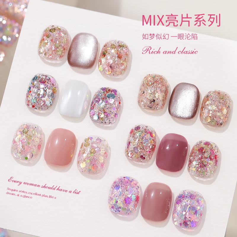 She Ye Nail Art Glitter Flash Nail Gel 2026 New Special Mix Glitter Series Toe Nail Gel
