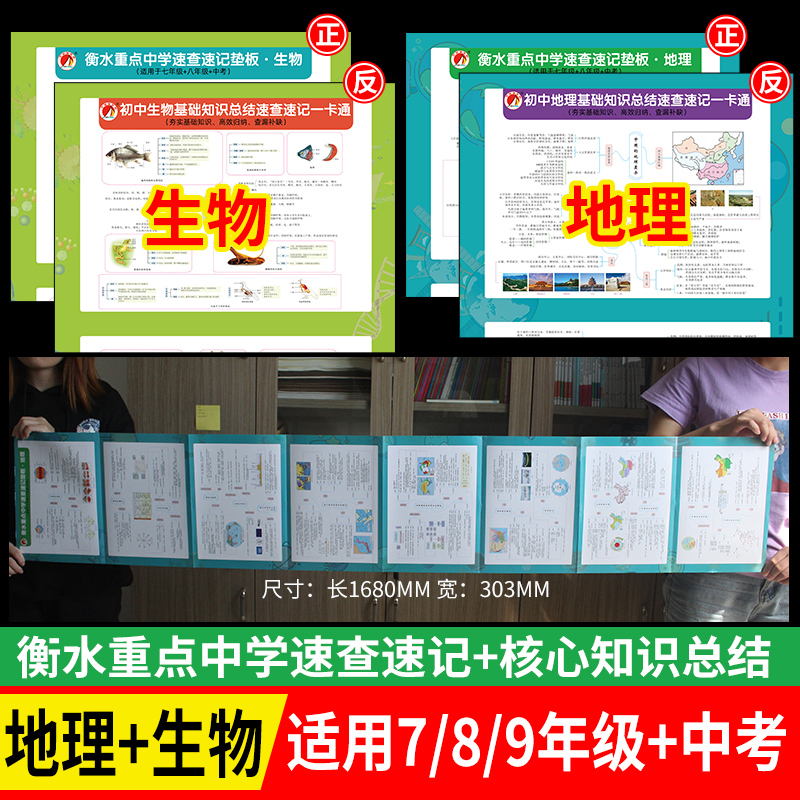 2022 Junior High School Geographic Biology Core Knowledge Point Summary Speed Check of Hengshui Key Secondary School 78-9-year Level Examination Board Portable Folding Page Examination Focus of the review manual book