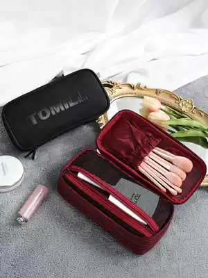 Go out cosmetic bag with you, female portable small size, double-layer multi-function makeup brush storage bag cosmetic bag