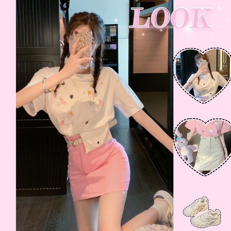 Can sweet salt suit dress Children 2021 Summer new first love teenage girl sweet and thin pink short dress Two sets