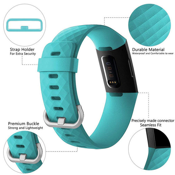 Fitbitcharge 3/4 스마트 팔찌 스트랩에 적합 3D 다이아몬드 패턴 통기성 실리콘 교체 스트랩 액세서리