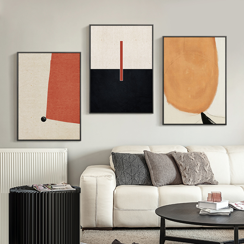 Nordic abstract living room decoration painting simple modern sofa background wall orange hanging painting light luxury dining room wall mural - Taobao