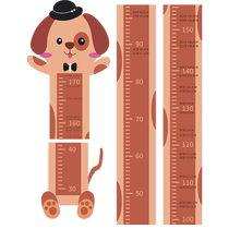 Enfants Volume 3d Hauteur Plaque murale Épinoche Plaque solide Décoration Autocollants Removable Home Cartoon Measuring Instruments Ruler