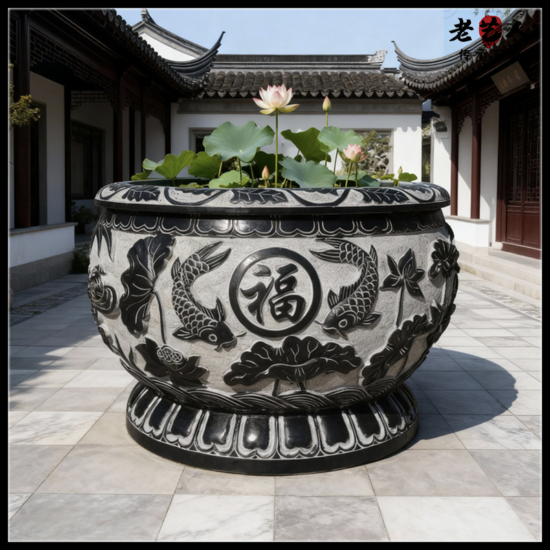 Stone Carving Fish Tank Flower Pot Stone Tank Natural Bluestone Door Sea Antique Fish Farming Lotus Tank Courtyard Stone Tank Outdoor Ornaments Stone Carving Fish Tank Flower Pot Stone Tank Natural Bluestone Door Sea Antique Fish Farming Lotus Tank Courtyard Stone Tank Outdoor Ornaments