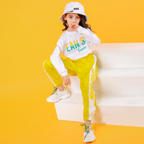 Girl Hip Hop Street Dance Suit Fashion Han Prints Navel Long Sleeve Blouses 61 Children Jazz Dance Out of service