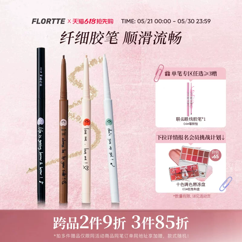 Карандаш для глаз FLORTTE/ для студентов, гладкая подводка, для начинающих