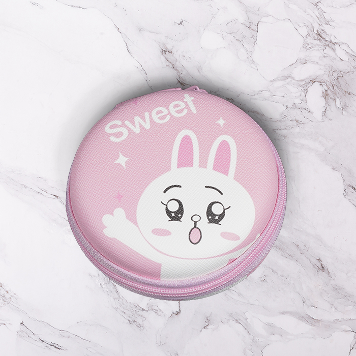 Cute Rabbit Cute Teenage Girl Headphone Contained Round applicable HIFI headphone Bluetooth containing bag