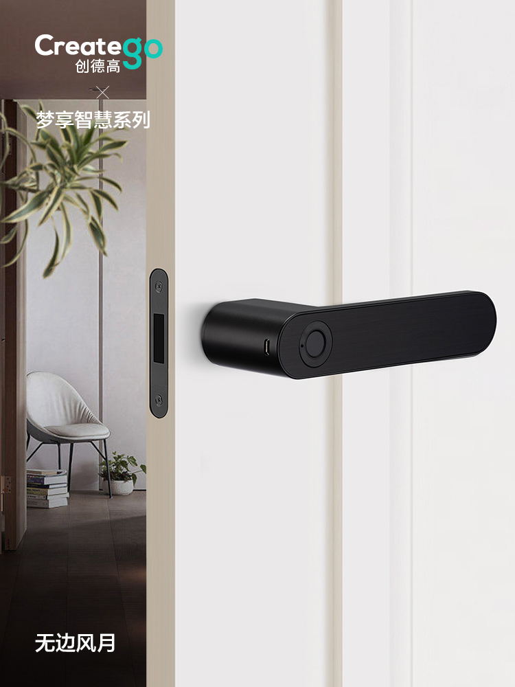 Indoor Wooden Door Fingerprint Lock, Bedroom Door Smart Lock, Home Office Electronic Lock, Replaceable Ball Lock