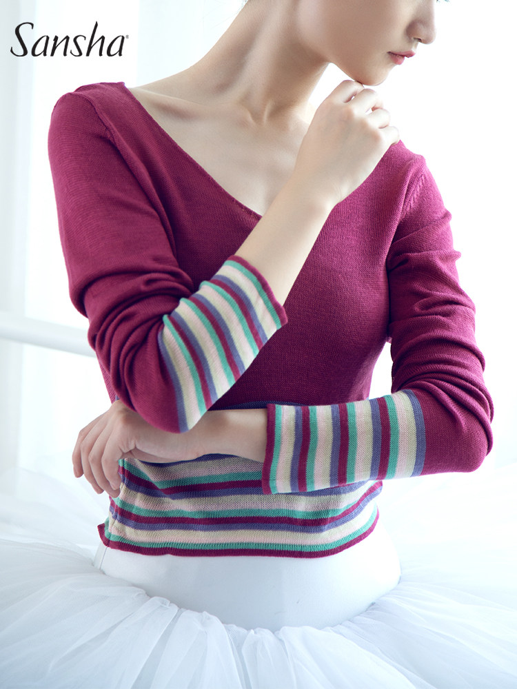 sansha new sansha dance sweater jacket adult autumn and winter long-sleeved dance practice suit gymnastics suit outside