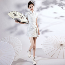 White Qipao 2022 New Improved Womens Summer Shorts Sexy Little Teen Girl Young Style Dress Code Dress