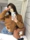 Apricot-Colored Round-Neck Soft and Fluffy Long-Sleeved Sweater Knit Cardigan for Women, Autumn and Winter Korean Style Casual Short Top, Yellow